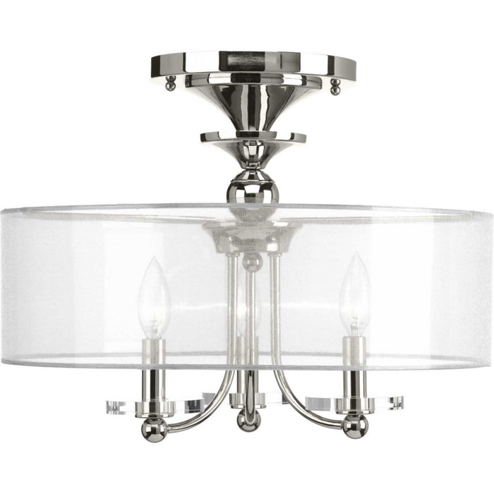 Progress Lighting P350029-104 Three Light Semi-Flush Convertible, Polished Nickel