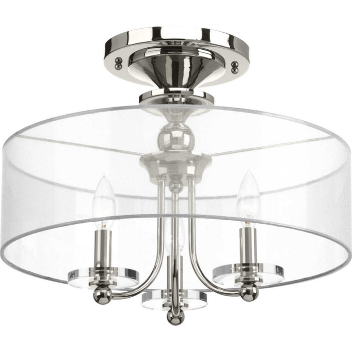 Progress Lighting P350029-104 Three Light Semi-Flush Convertible, Polished Nickel