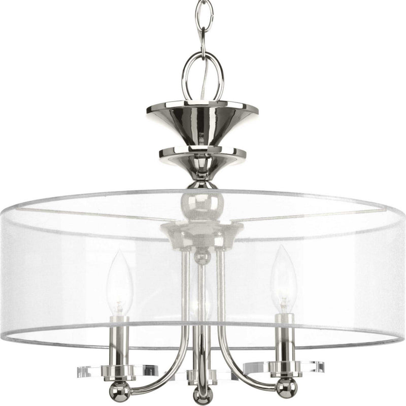 Progress Lighting P350029-104 Three Light Semi-Flush Convertible, Polished Nickel