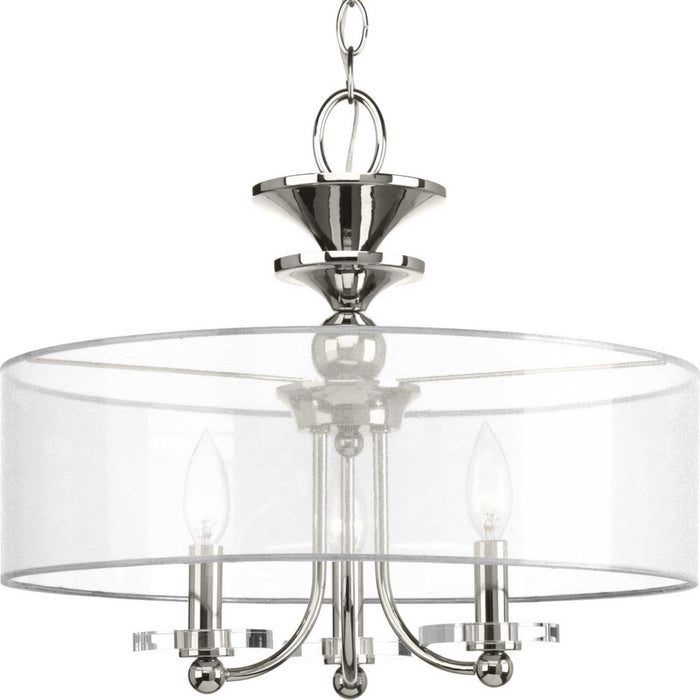Progress Lighting P350029-104 Three Light Semi-Flush Convertible, Polished Nickel