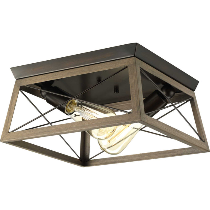 Progress Lighting P350039-020 Two Light Flush Mount, Antique Bronze