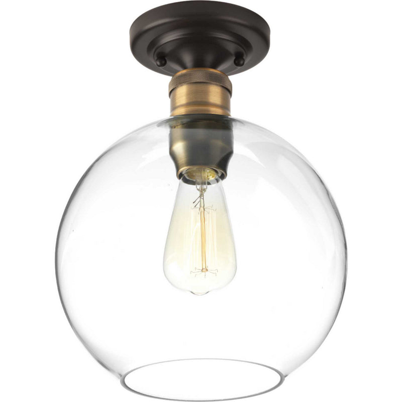 Progress Lighting P350046-020 One Light Flush Mount, Antique Bronze
