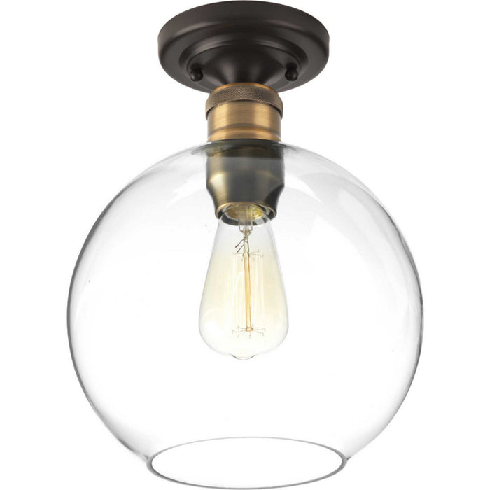 Progress Lighting P350046-020 One Light Flush Mount, Antique Bronze