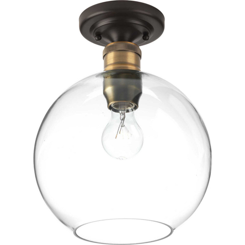 Progress Lighting P350046-020 One Light Flush Mount, Antique Bronze