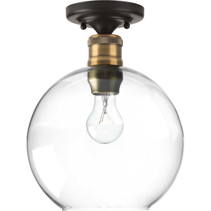 Progress Lighting P350046-020 One Light Flush Mount, Antique Bronze