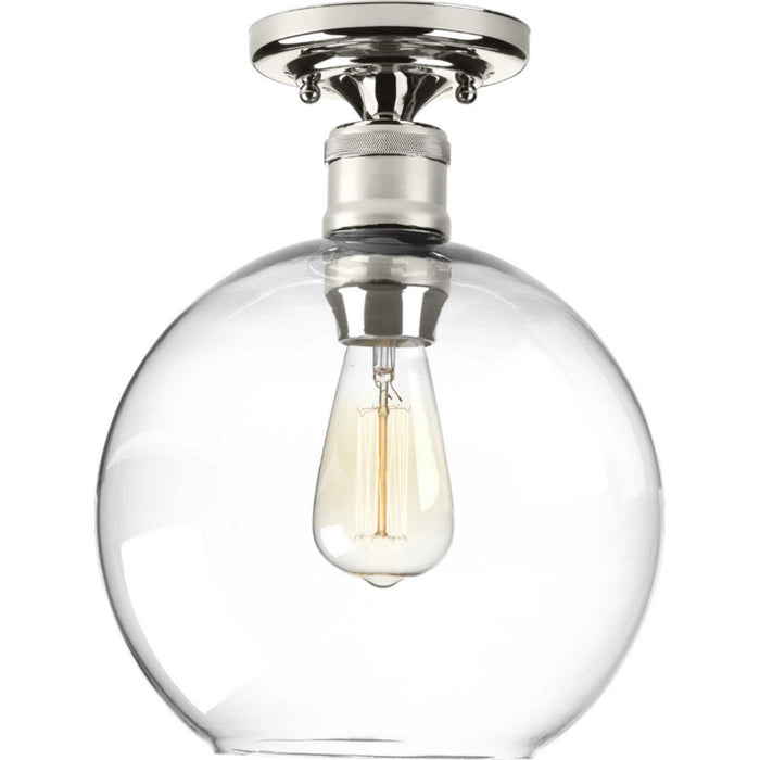 Progress Lighting P350046-104 One Light Flush Mount, Polished Nickel
