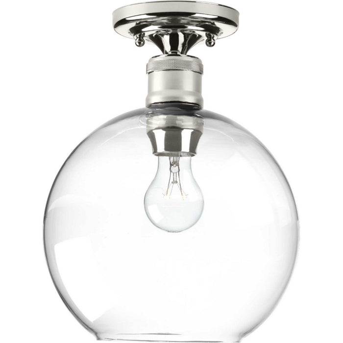 Progress Lighting P350046-104 One Light Flush Mount, Polished Nickel