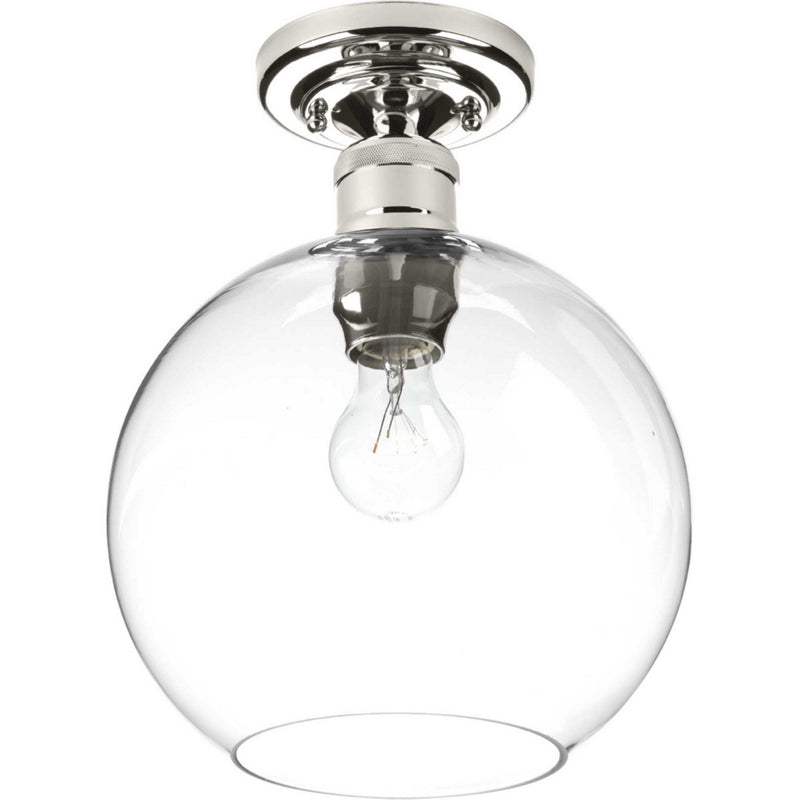 Progress Lighting P350046-104 One Light Flush Mount, Polished Nickel