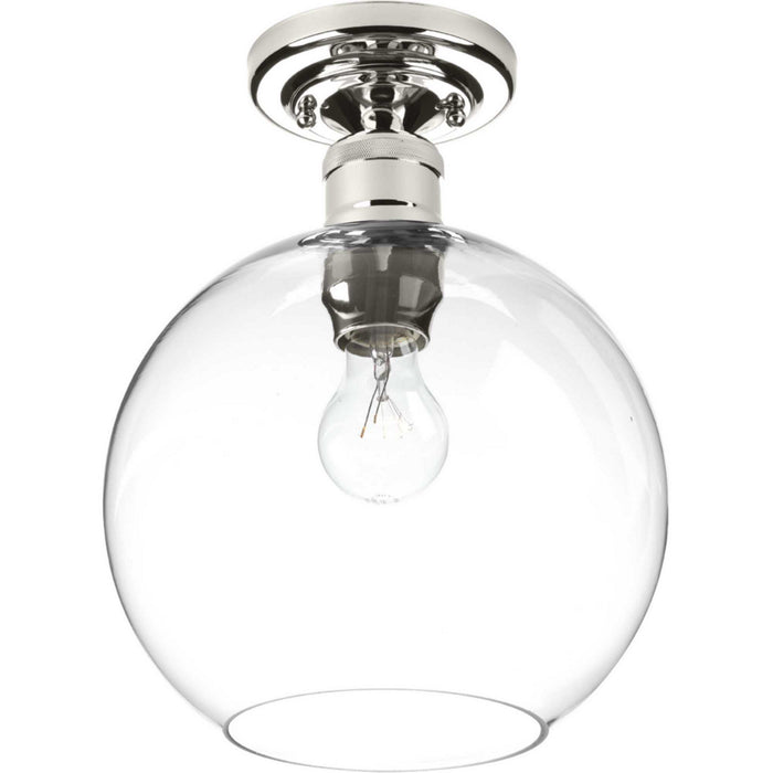 Progress Lighting P350046-104 One Light Flush Mount, Polished Nickel