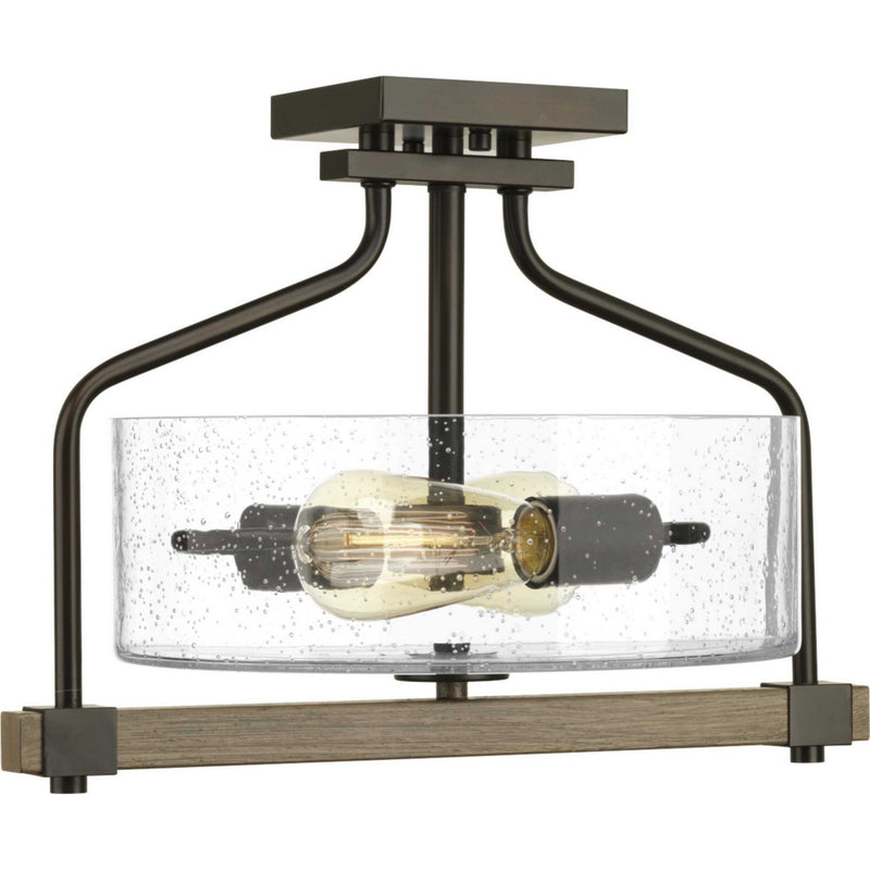 Progress Lighting P350059-020 Two light Semi-Flush Mount, Antique Bronze