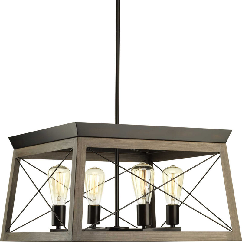 Progress Lighting P400047-020 Four Light Chandelier, Antique Bronze