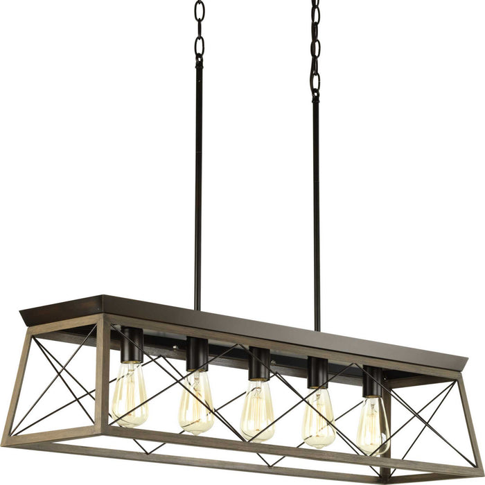 Progress Lighting P400048-020 Five Light Linear Chandelier, Antique Bronze