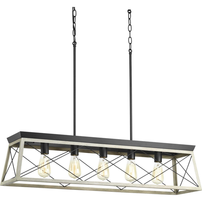 Progress Lighting P400048-143 Five Light Linear Chandelier, Graphite