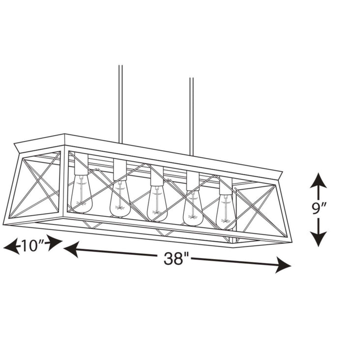 Progress Lighting P400048-143 Five Light Linear Chandelier, Graphite