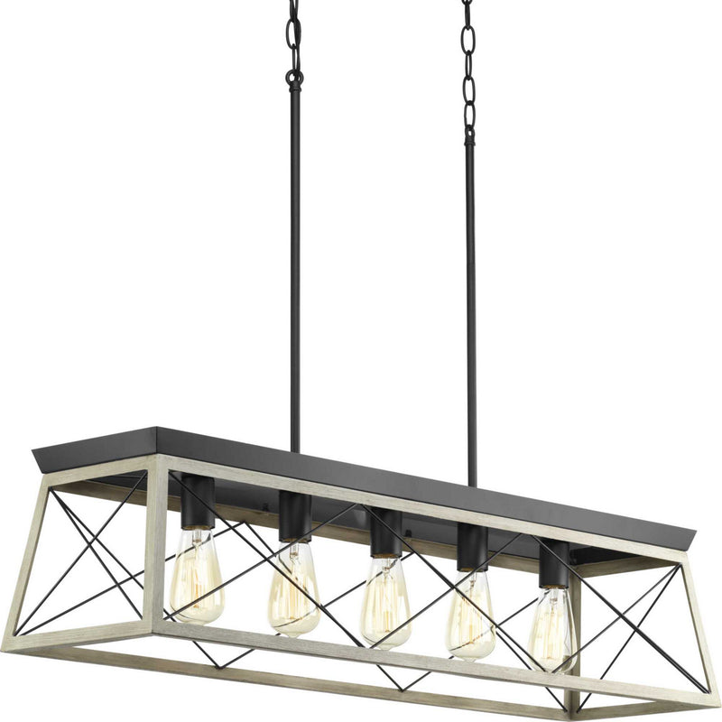Progress Lighting P400048-143 Five Light Linear Chandelier, Graphite