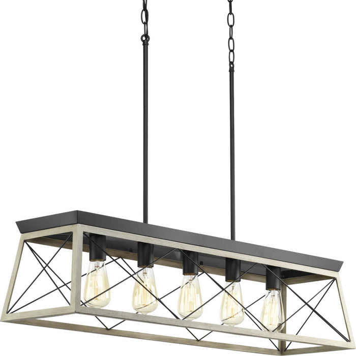 Progress Lighting P400048-143 Five Light Linear Chandelier, Graphite