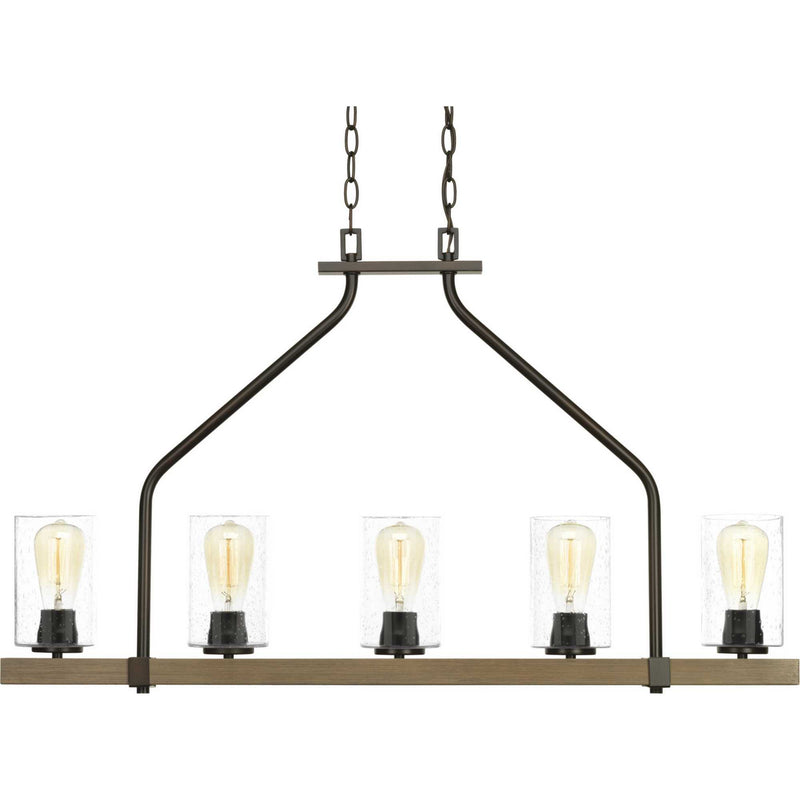 Progress Lighting P400055-020 Five Light Linear Chandelier, Antique Bronze