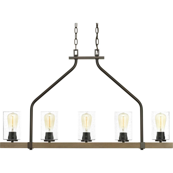 Progress Lighting P400055-020 Five Light Linear Chandelier, Antique Bronze