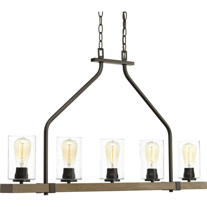 Progress Lighting P400055-020 Five Light Linear Chandelier, Antique Bronze