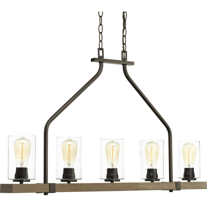 Progress Lighting P400055-020 Five Light Linear Chandelier, Antique Bronze