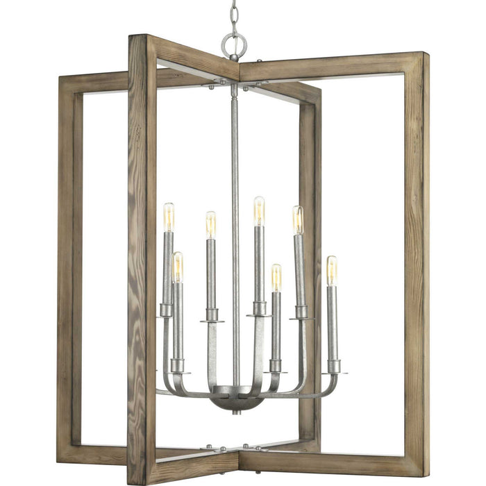 Progress Lighting P4763-141 Eight Light Chandelier, Galvanized Finish
