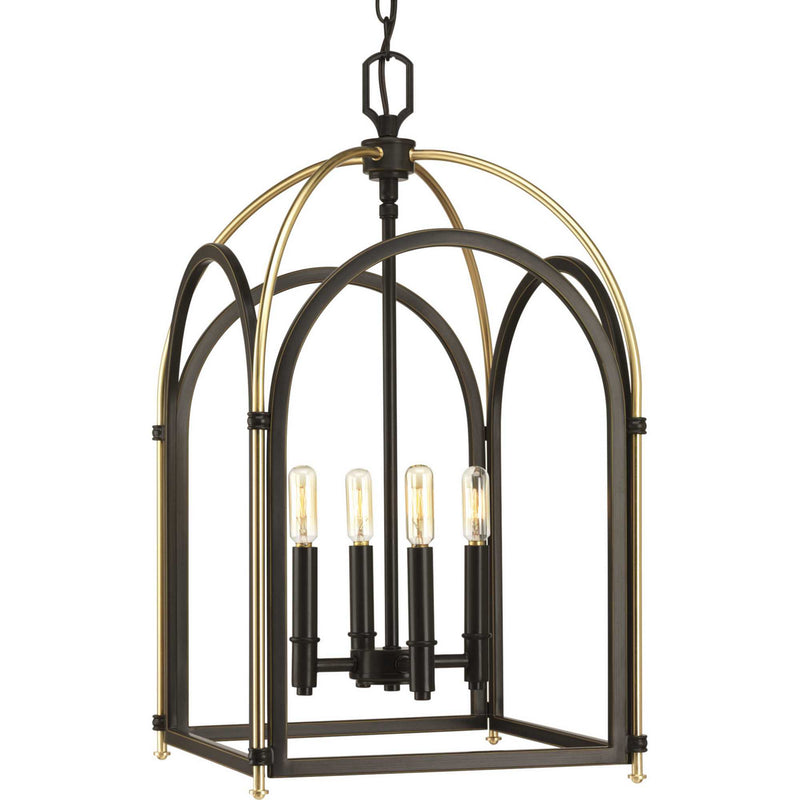 Progress Lighting P500039-020 Four Light Foyer Pendant, Antique Bronze