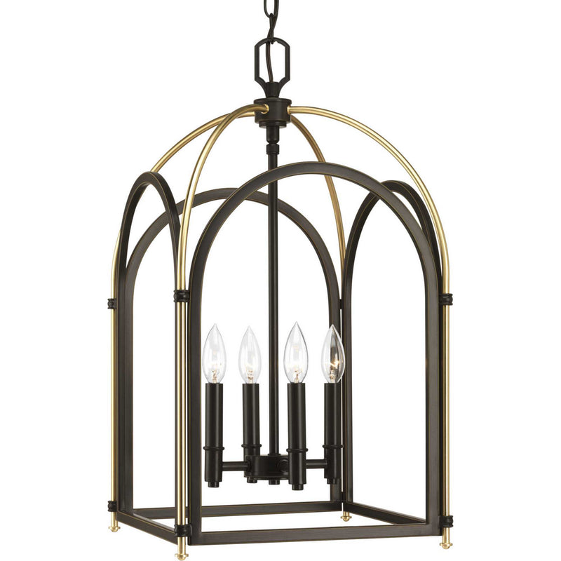 Progress Lighting P500039-020 Four Light Foyer Pendant, Antique Bronze