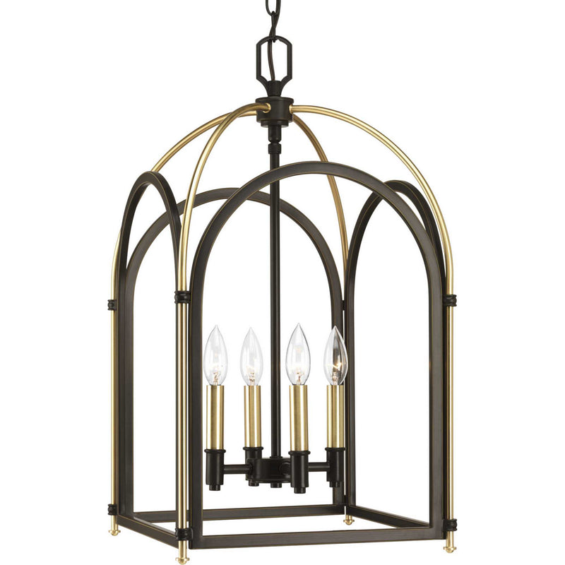 Progress Lighting P500039-020 Four Light Foyer Pendant, Antique Bronze