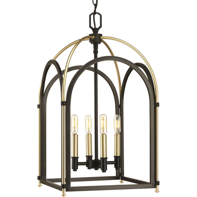 Progress Lighting P500039-020 Four Light Foyer Pendant, Antique Bronze