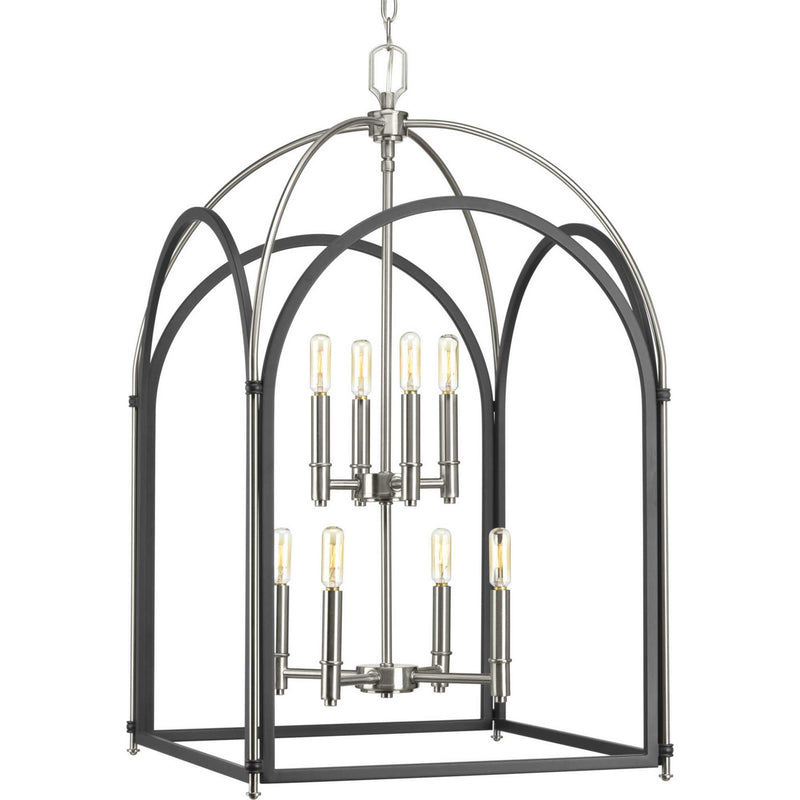Progress Lighting P500040-143 Eight Light Foyer Pendant, Graphite