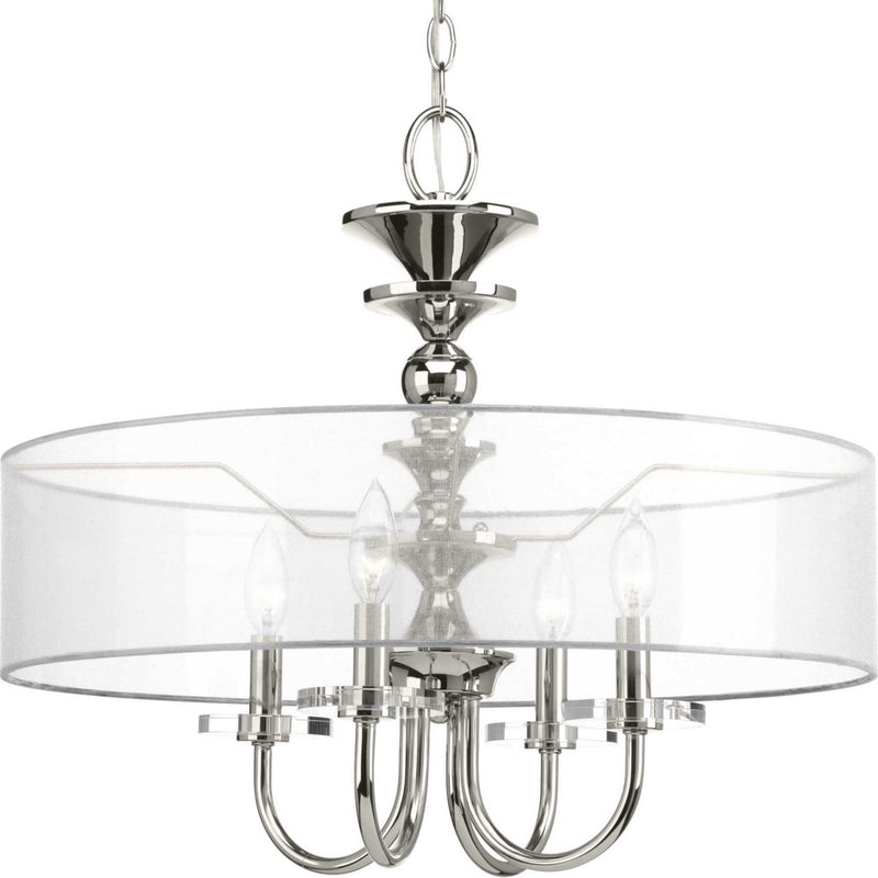 Progress Lighting P500043-104 Four Light Pendant, Polished Nickel