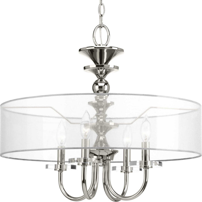 Progress Lighting P500043-104 Four Light Pendant, Polished Nickel