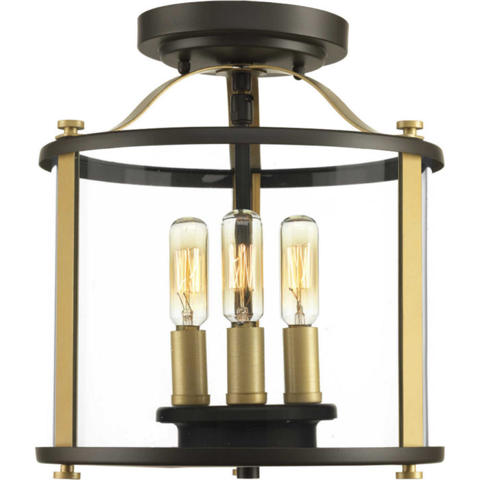 Progress Lighting P550011-020 Three Light Semi-Flush convertible, Antique Bronze