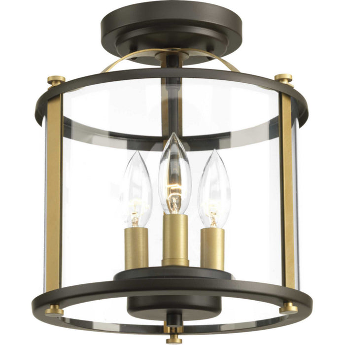 Progress Lighting P550011-020 Three Light Semi-Flush convertible, Antique Bronze