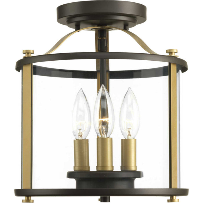 Progress Lighting P550011-020 Three Light Semi-Flush convertible, Antique Bronze