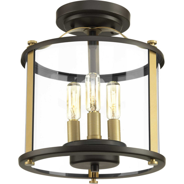 Progress Lighting P550011-020 Three Light Semi-Flush convertible, Antique Bronze