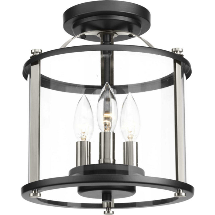 Progress Lighting P550011-031 Three Light Semi-Flush convertible, Black