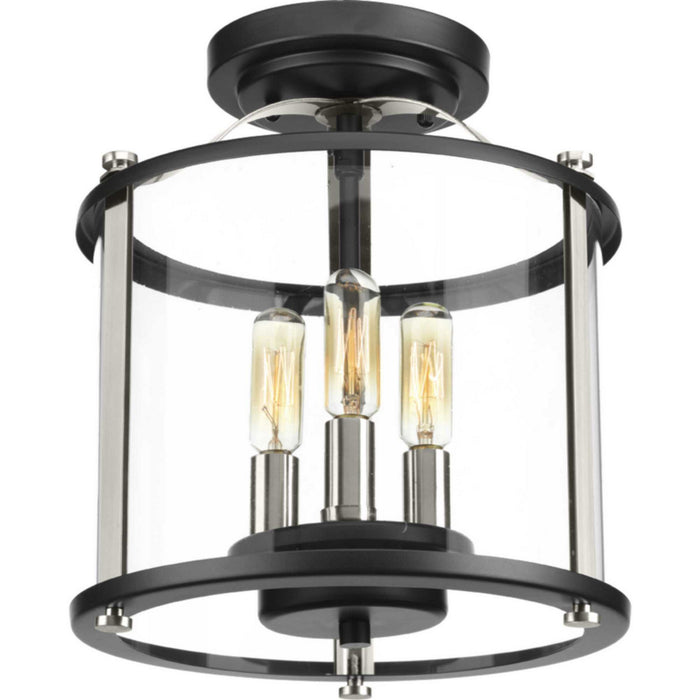 Progress Lighting P550011-031 Three Light Semi-Flush convertible, Black
