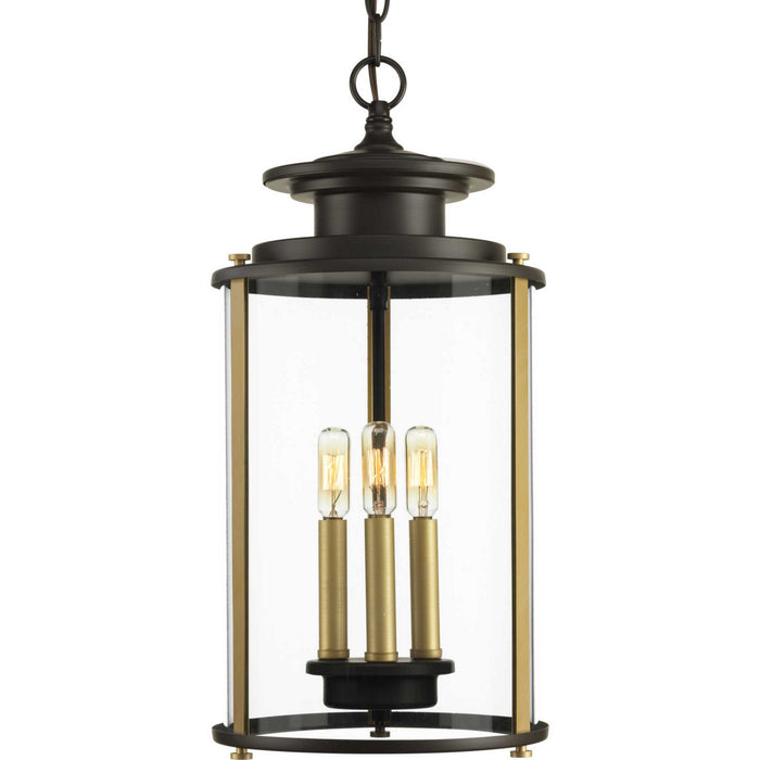 Progress Lighting P550012-020 Three Light Hanging Lantern, Antique Bronze