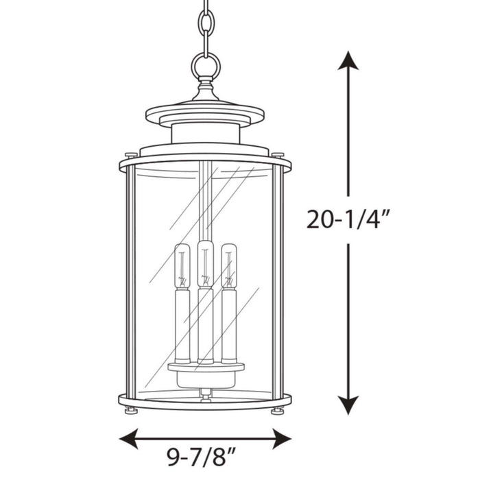 Progress Lighting P550012-031 Three Light Hanging Lantern, Black