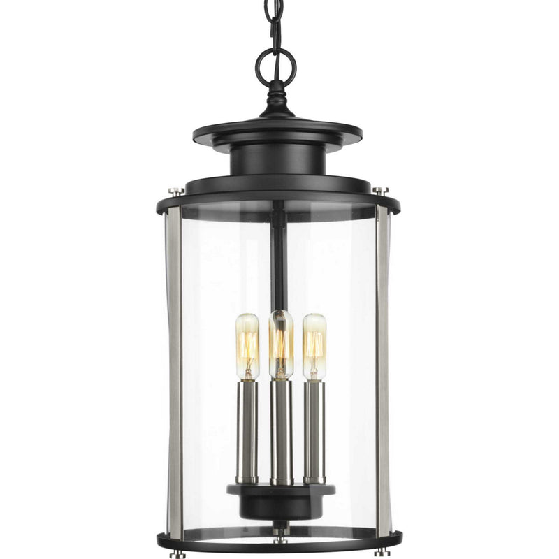 Progress Lighting P550012-031 Three Light Hanging Lantern, Black