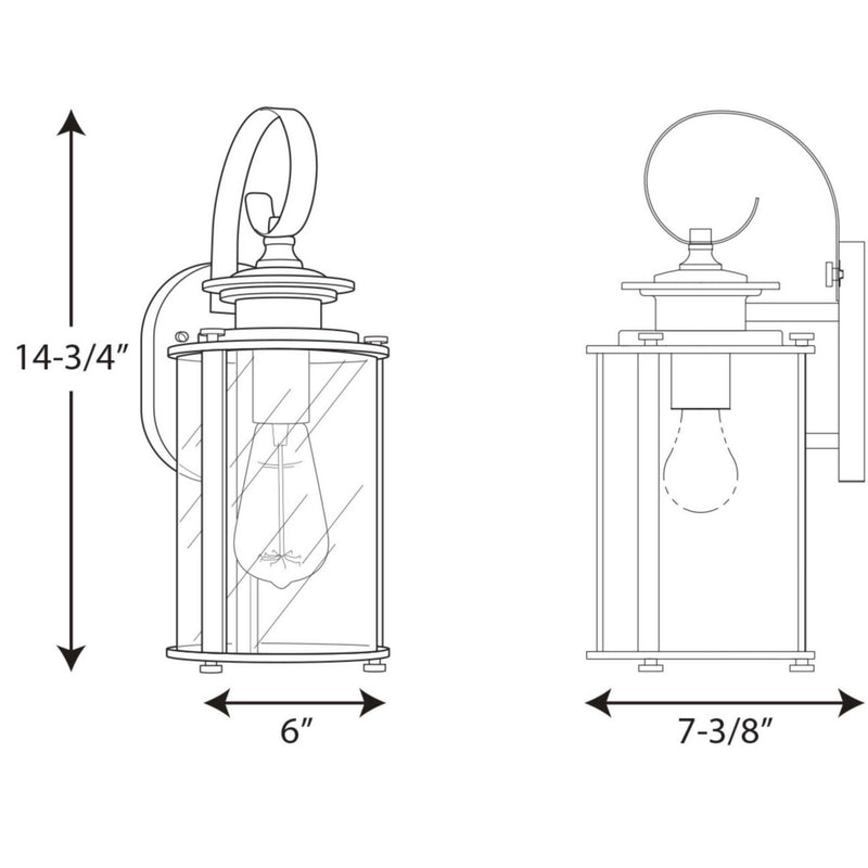 Progress Lighting P560036-031 One Light Wall Lantern, Black