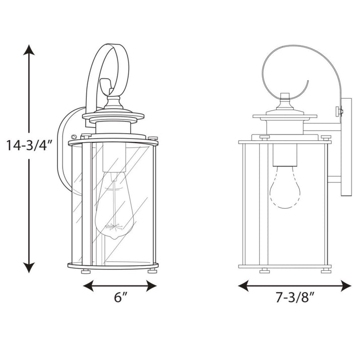 Progress Lighting P560036-031 One Light Wall Lantern, Black