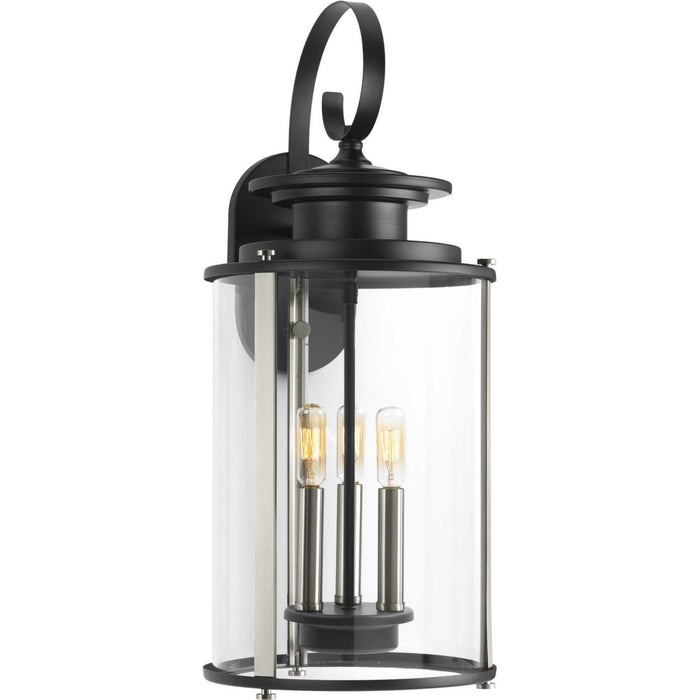 Progress Lighting P560038-031 Three Light Large Wall Lantern, Black
