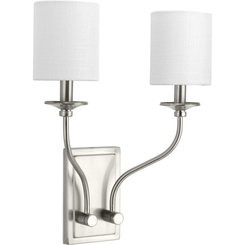 Progress Lighting P710019-009 Two Light Wall Sconce, Brushed Nickel