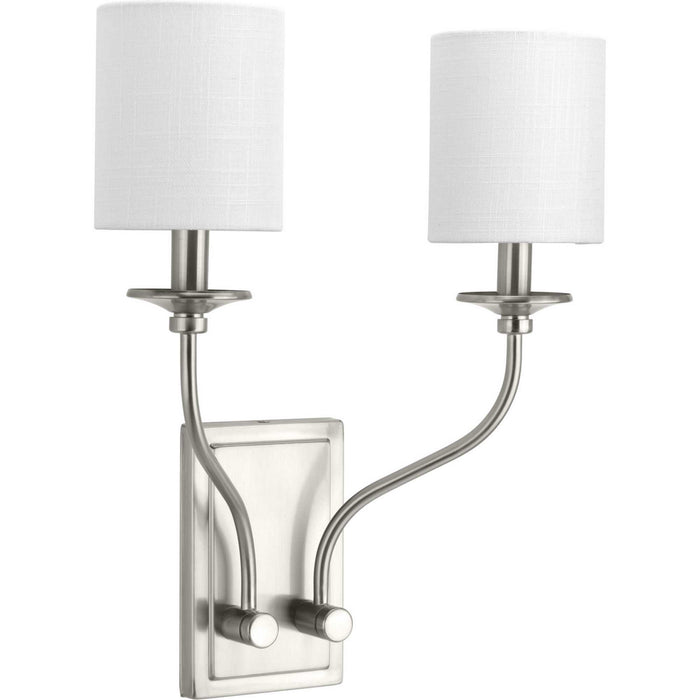 Progress Lighting P710019-009 Two Light Wall Sconce, Brushed Nickel