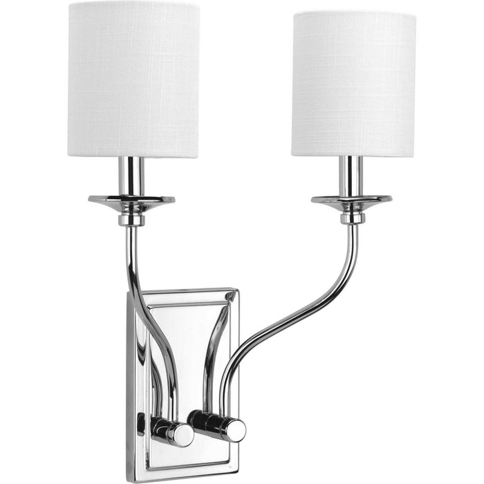 Progress Lighting P710019-015 Two Light Wall Sconce, Polished Chrome