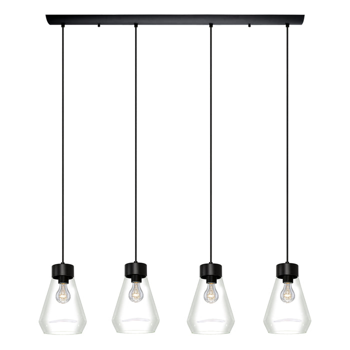 Eglo USA 202126A Four Light Pendant, Matte Black