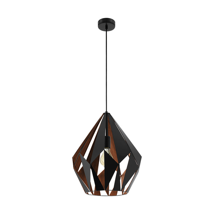Eglo USA 49878A One Light Pendant, Matte Black/ Copper