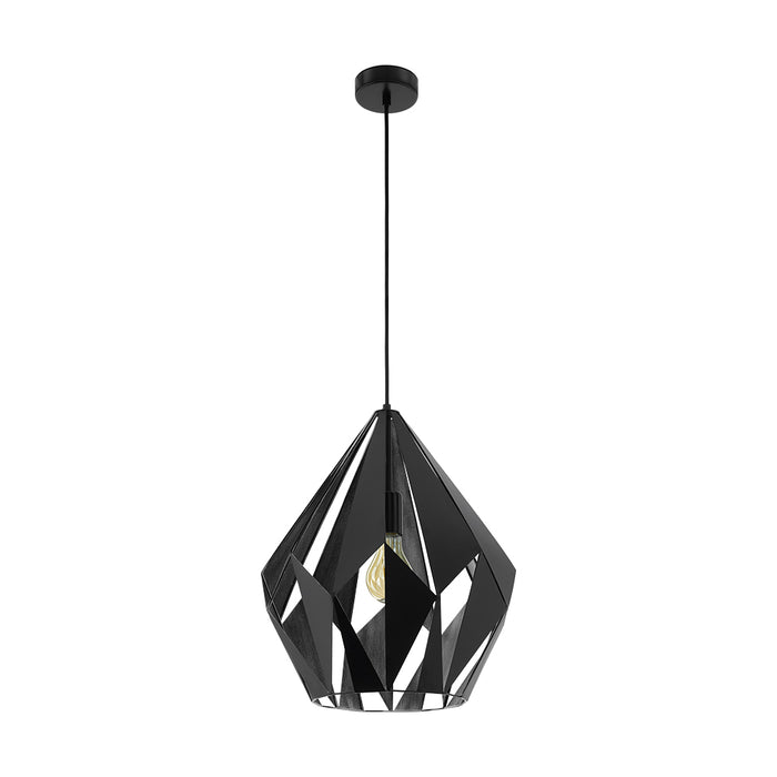 Eglo USA 49879A One Light Pendant, Matte Black/Silver